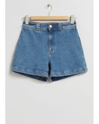 & Other Stories High Waist Denim Shorts - Blue