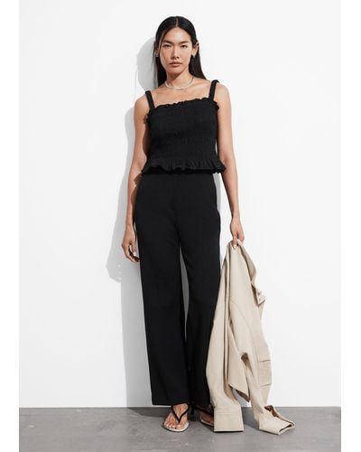 & Other Stories Wide Press Crease Trousers - Black