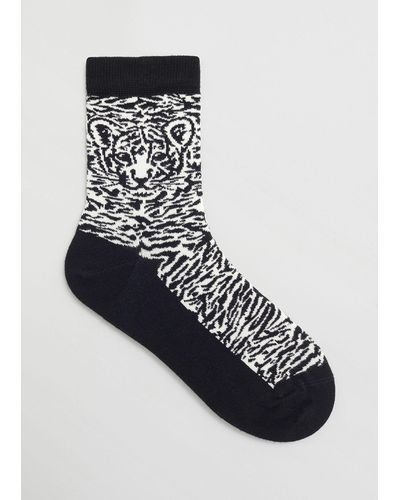 & Other Stories Tiger Motif Socks - Black