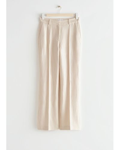 & Other Stories High Waist Silk Trousers - White