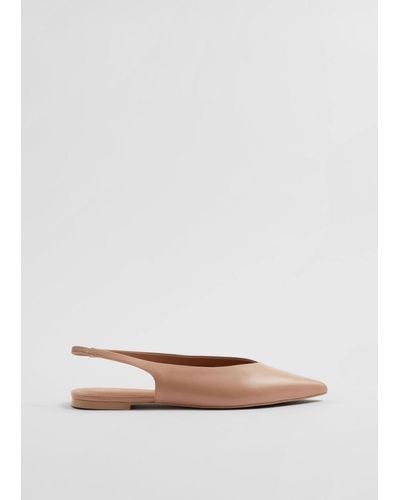 & Other Stories Pointy Leather Slingback Flats - White