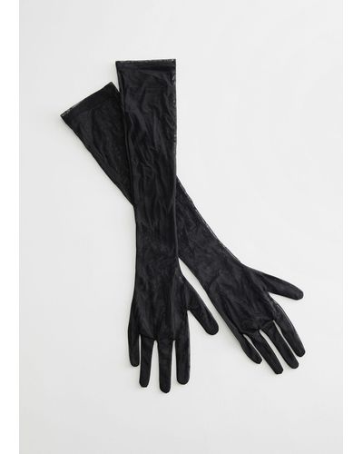 & Other Stories Long Mesh Gloves - Black
