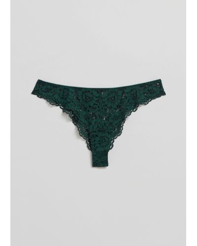 & Other Stories Scalloped Lace Tanga - Green