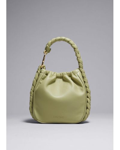& Other Stories Braided Leather Bucket Bag - Green