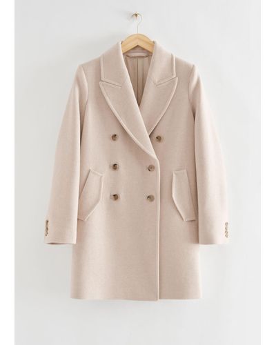 & Other Stories Boxy Double-breasted Wool Coat - Natural