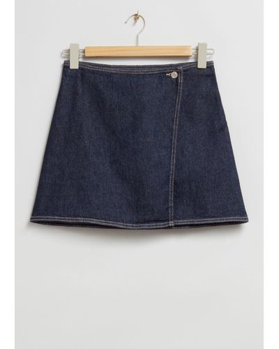 & Other Stories Low-rise Denim Wrap Skirt - Blue