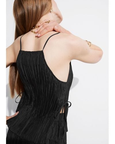 & Other Stories Strappy Silk Top - Black