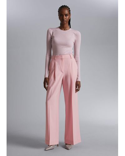 & Other Stories Pleated Trousers - Pink