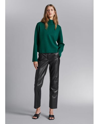 & Other Stories Boxy Turtleneck Knit Jumper - Green