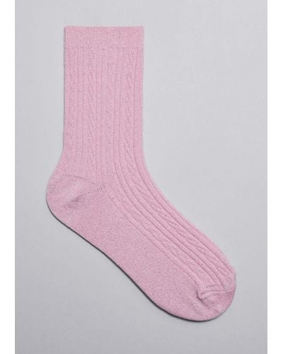 & Other Stories Glitter Knit Socks - Pink