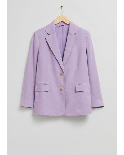 & Other Stories Single-breasted Linen Blazer - Purple