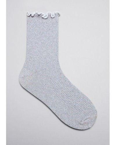 & Other Stories Glitter Frill Socks - White