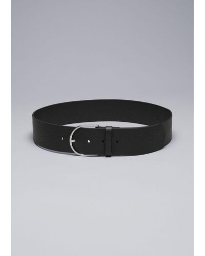 & Other Stories High-waist Leather Belt - Gray