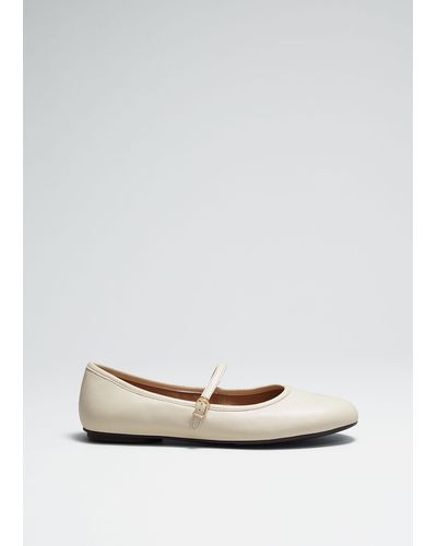 & Other Stories Mary Jane Leather Ballerina Flats - White
