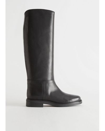 & Other Stories Leather Riding Boots - Black