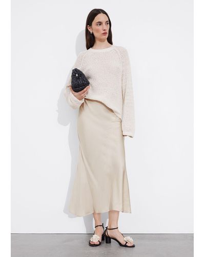 & Other Stories Satin Midi Skirt - White