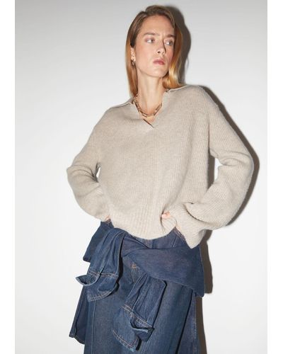 & Other Stories Collared Cashmere Sweater - Blue