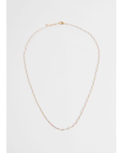 & Other Stories Tiny Pearl Chain Necklace - White