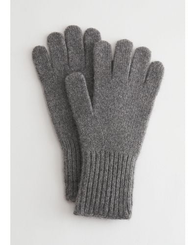 & Other Stories Knitted Cashmere Gloves - Grey