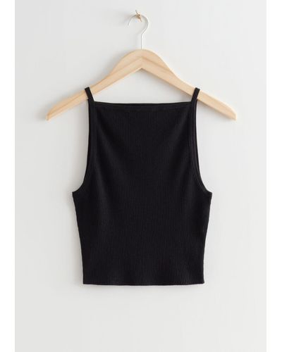 & Other Stories Ribbed Knit Tank Top - Black