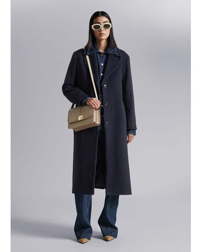 & Other Stories Single-breasted Belted Coat - Blue