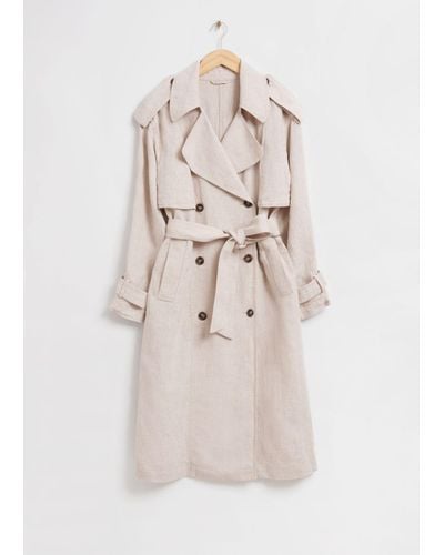 & Other Stories Linen Trench Coat - Natural