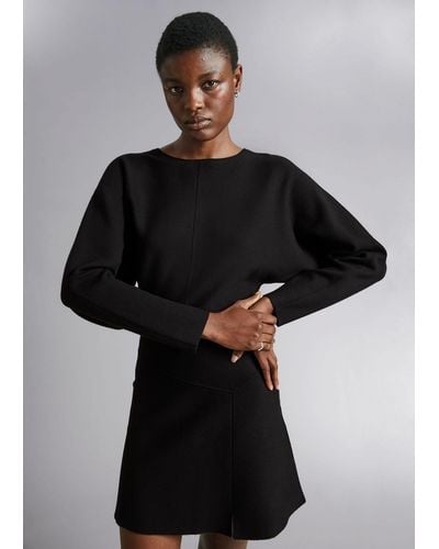 & Other Stories Dolman Sleeve Mini Dress - Black