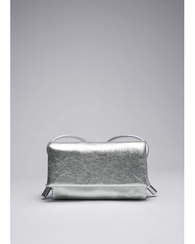 & Other Stories Mini Leather Crossbody Bag - Grey