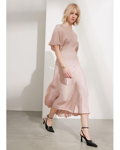 & Other Stories Satin Midi Dress - Pink