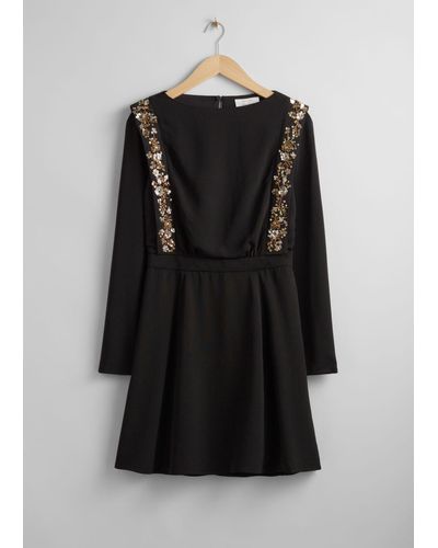 & Other Stories Sequin-embroidered Mini Dress - Black