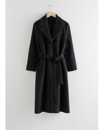 & Other Stories Single-breasted Belted Coat - Black