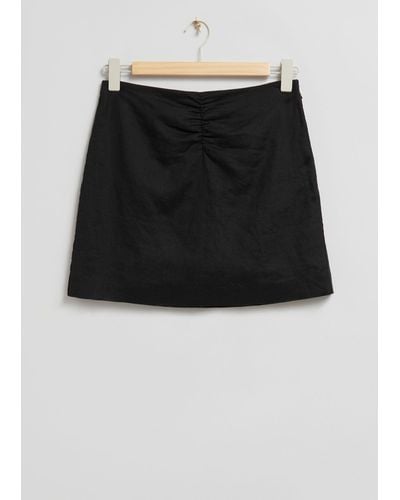 & Other Stories Slim-fit Ruched Detail Mini Skirt - Black