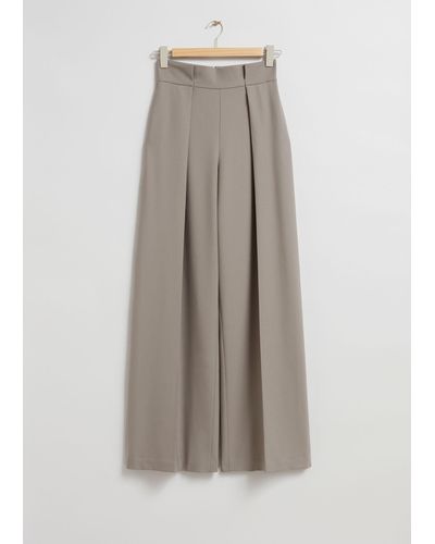 & Other Stories Wide Pleated Pants - White
