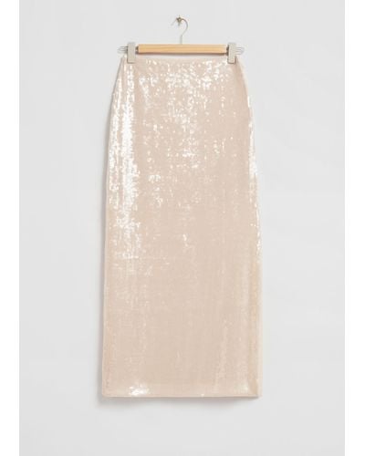 & Other Stories Sequin Maxi Skirt - White