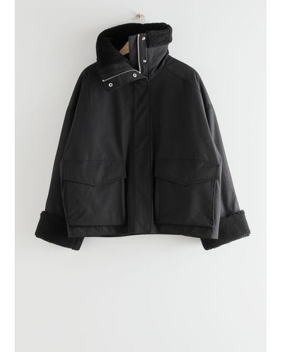 & Other Stories Oversized Shearling Jacket - Black