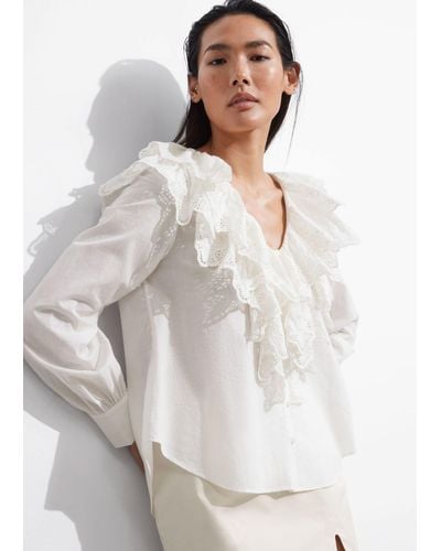& Other Stories Layered Ruffle Blouse - Gray