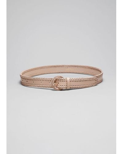 & Other Stories Braided Leather Belt - Grey