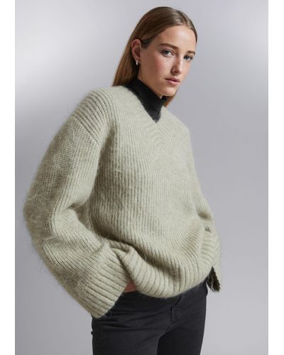 & Other Stories Fuzzy Knit Sweater - Gray