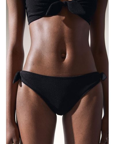 & Other Stories Crepe Knot Tie Bikini Bottoms - Brown