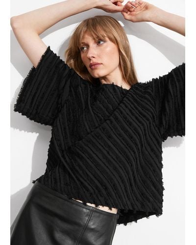 & Other Stories Textured Short-sleeve Top - Black