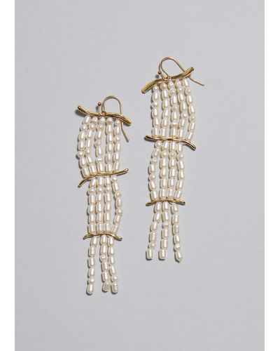 & Other Stories Dangling Pearl Earrings - White