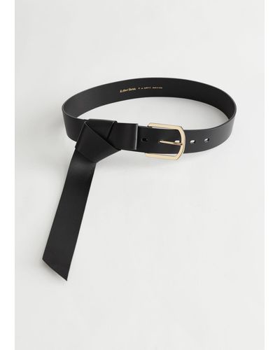 & Other Stories Knot Tie Leather Belt - Black