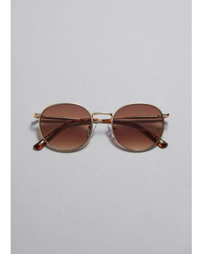 & Other Stories Slim Oval-frame Sunglasses - Brown