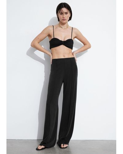 & Other Stories Cupro Pin Tuck Pants - Black