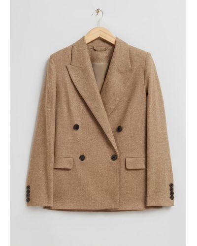 & Other Stories Tailored Tweed Blazer - Natural