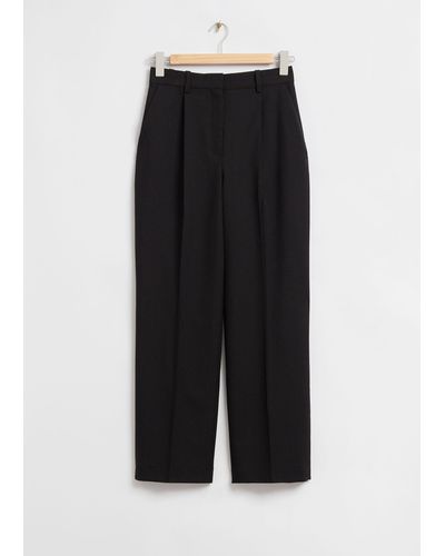 & Other Stories Tailored Straight Wide-leg Trousers - Black
