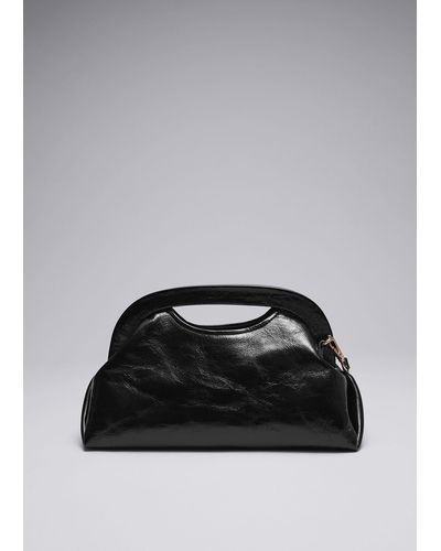 & Other Stories Leather Clutch Bag - Black