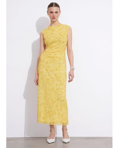 & Other Stories Draped Sleeveless Midi Dress - Yellow