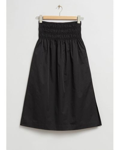 & Other Stories Elasticated High-waist Midi Skirt - Black