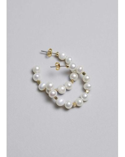 & Other Stories Pearl Hoop Earrings - Metallic